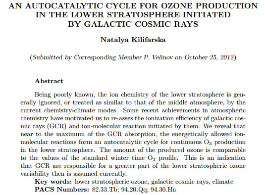 Cosmic rays ozone